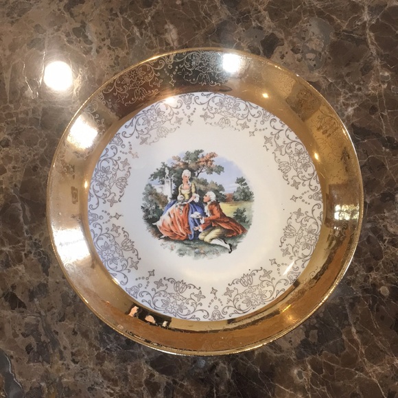 VTG 22K Gold Trim Crest-O-Gold Victorian Courting Couple Ornate Bowl 1930s - Picture 3 of 12